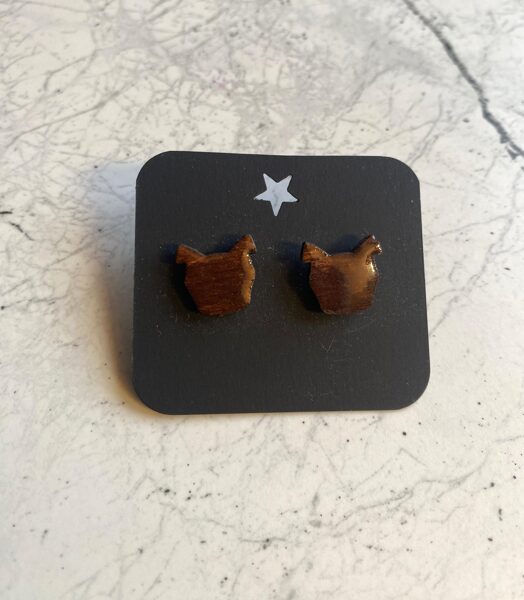 Stud earrings dog, dark brown