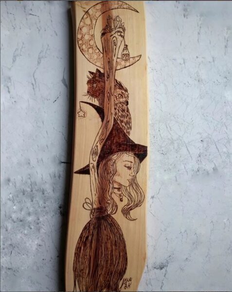 Decorative wooden board "Witchy autumn"